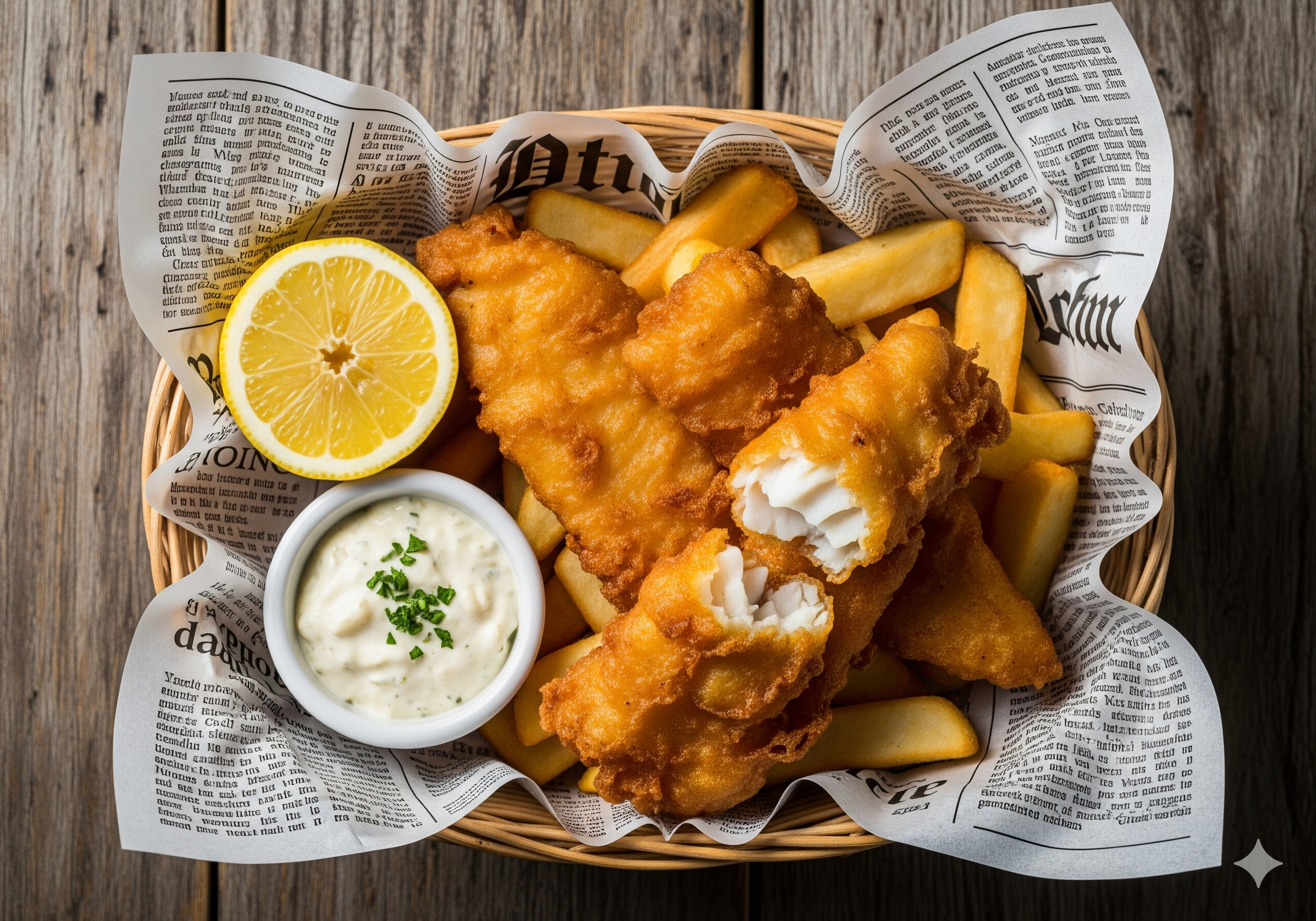 Basket of Great Lakes fish and chips